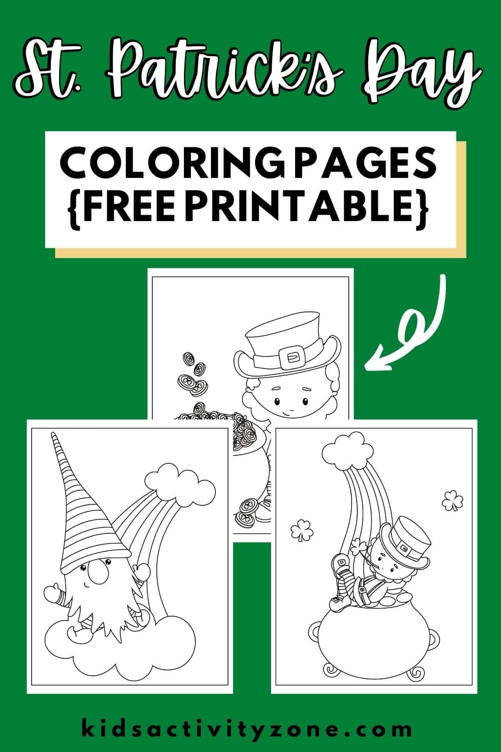 St. Patrick's Day Coloring Pages as a free download. Free coloring pages for your St. Patrick's Day parties with cute gnomes, leprechauns and more!