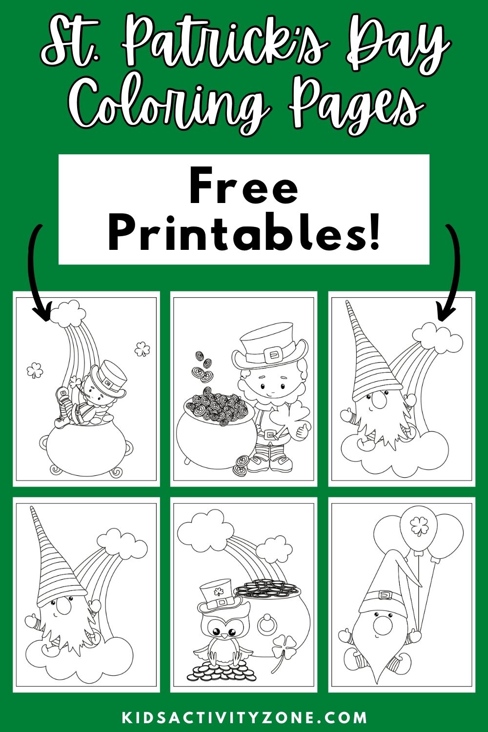 Grab these St. Patrick's Day Coloring Pages for free! This download has 10 different free coloring pages that are themed for St. Patrick's Day!