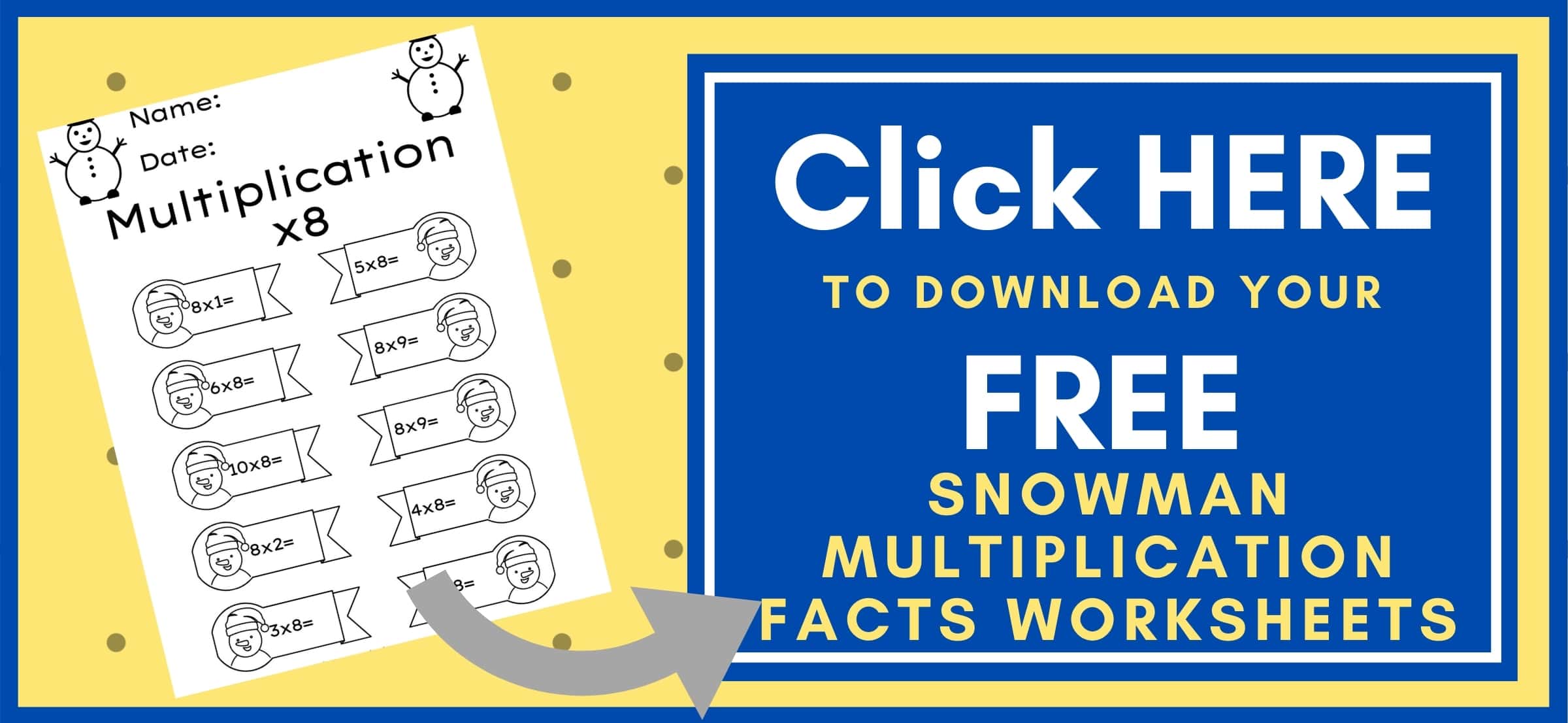 Snowman Multiplication Facts Worksheets Button to download