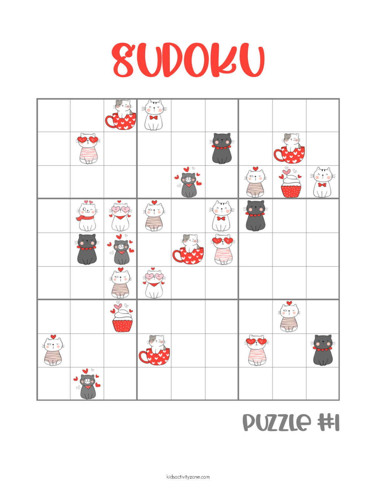 Image of Valentines Day Sudoku Printable