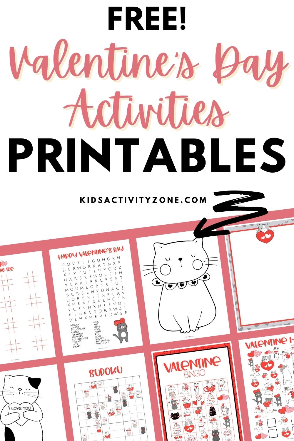 Free Valentine's Day Activities to print at home! This packet includes Valentine's Day Bingo, Sudoku, Word Find, Coloring Pages and so much more! These activities are great to use at home, in the classroom or when you throw a Valentine's Day party!!