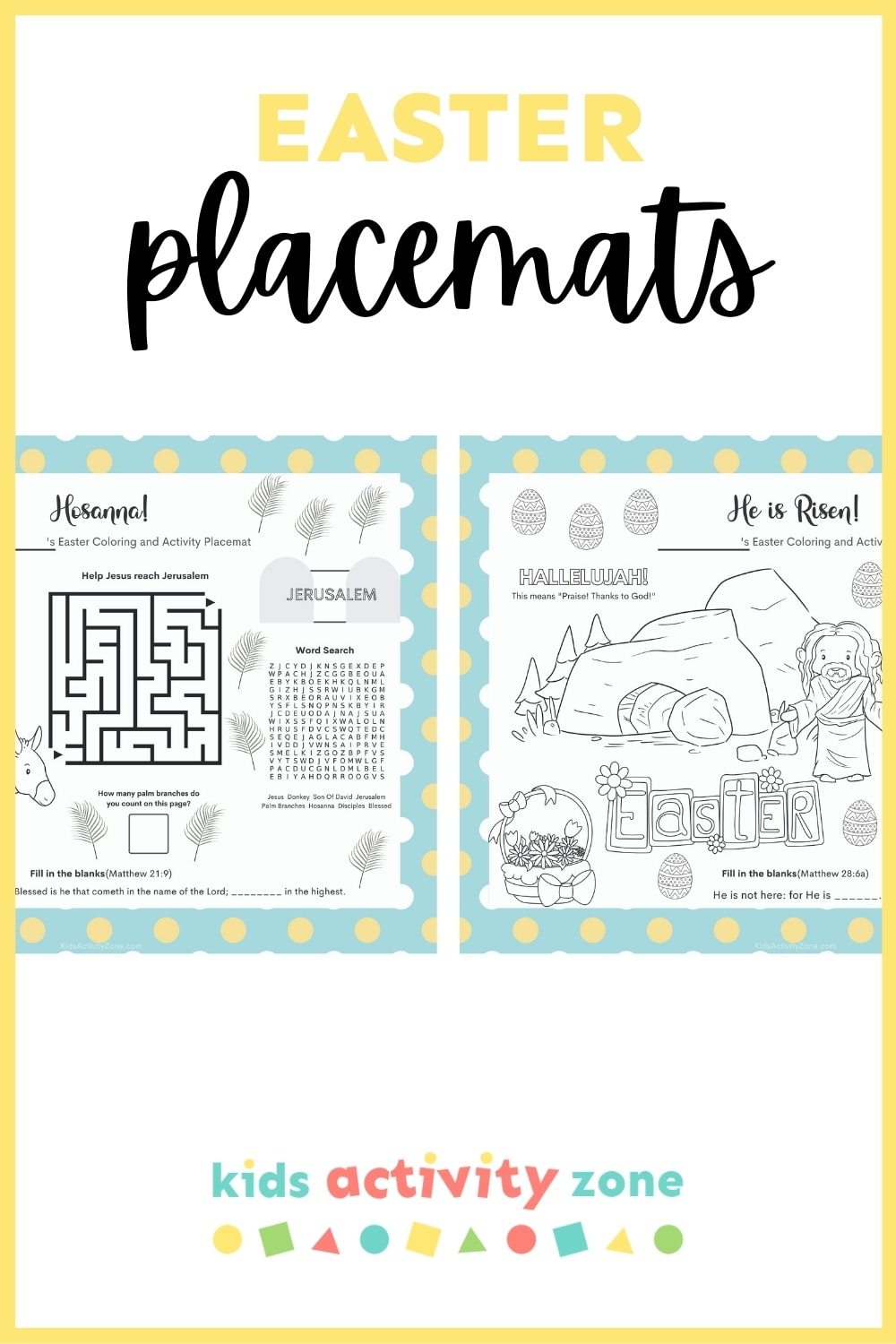 kids princess activity placemat –