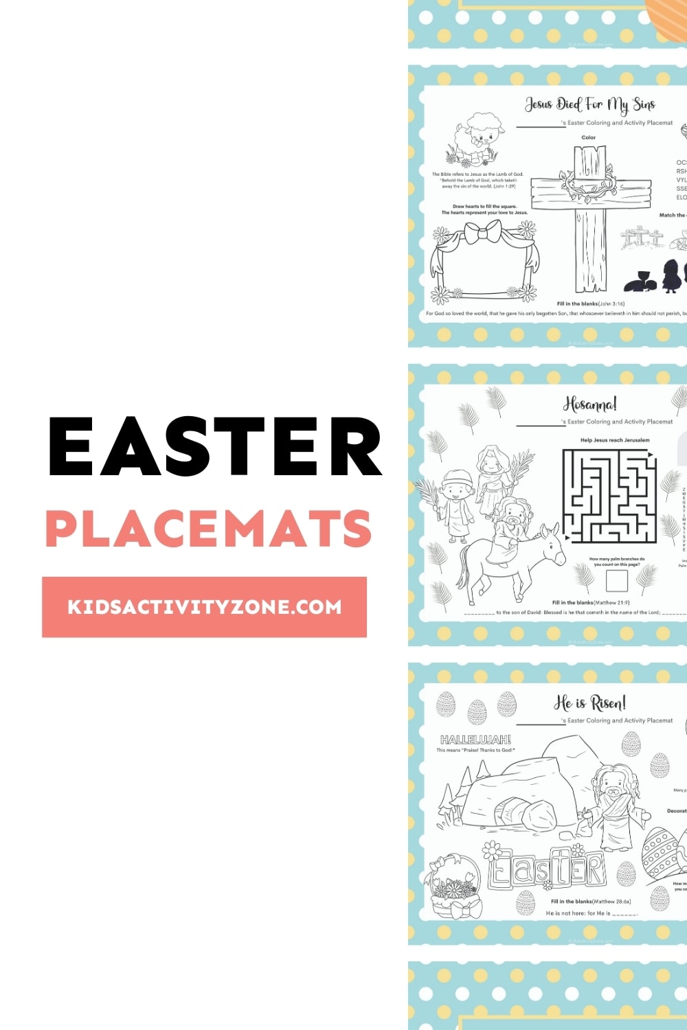 Free Printable Easter Placemats with Coloring and Activities are perfect for your tablescape! They keep little and big hands and minds busy during the Easter meal. Simply download, print and place at your table with a pencil and crayons. 