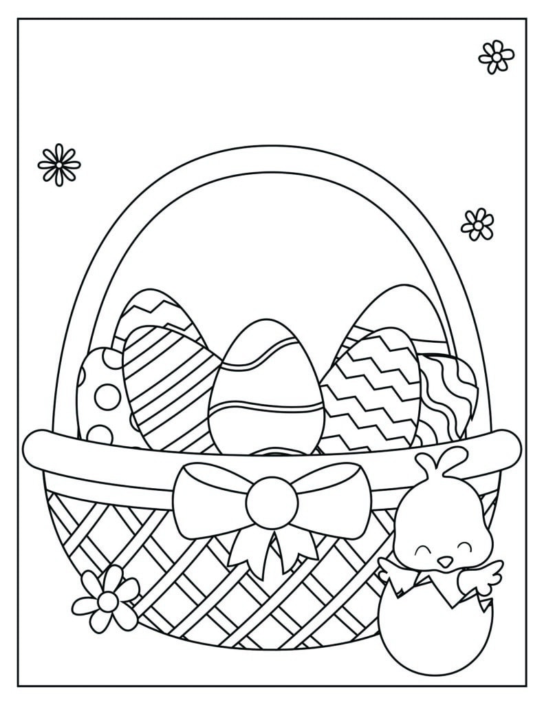 Coloring page with Easter Basket