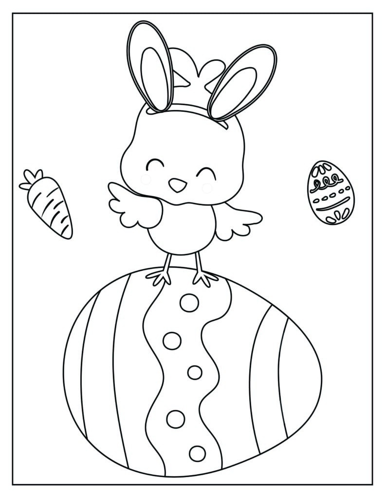 Coloring Page with bunny on Easter Egg