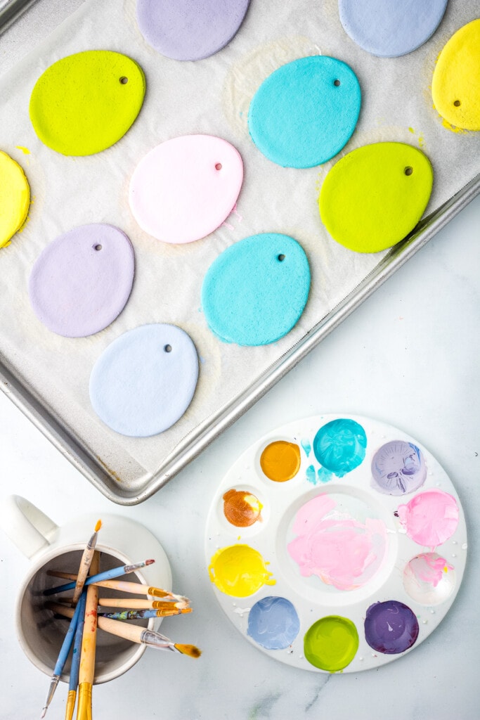 Salt Dough Easter Eggs painted solid colors