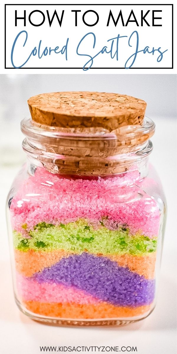 Skip the colored sand and make your own color salt for jars! This quick and easy Colored Salt Jars craft is fun to do with kids. You can buy jars or recycle ones you have. The possibilities are endless with these easy activity.