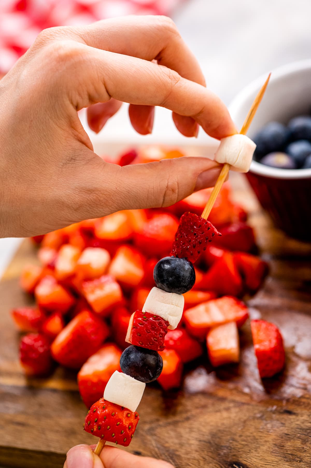 Red, White and Blue Fruit Kabobs Kids Activity Zone