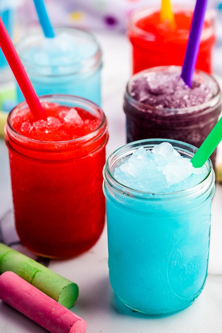 Slushies in mason jars with straws