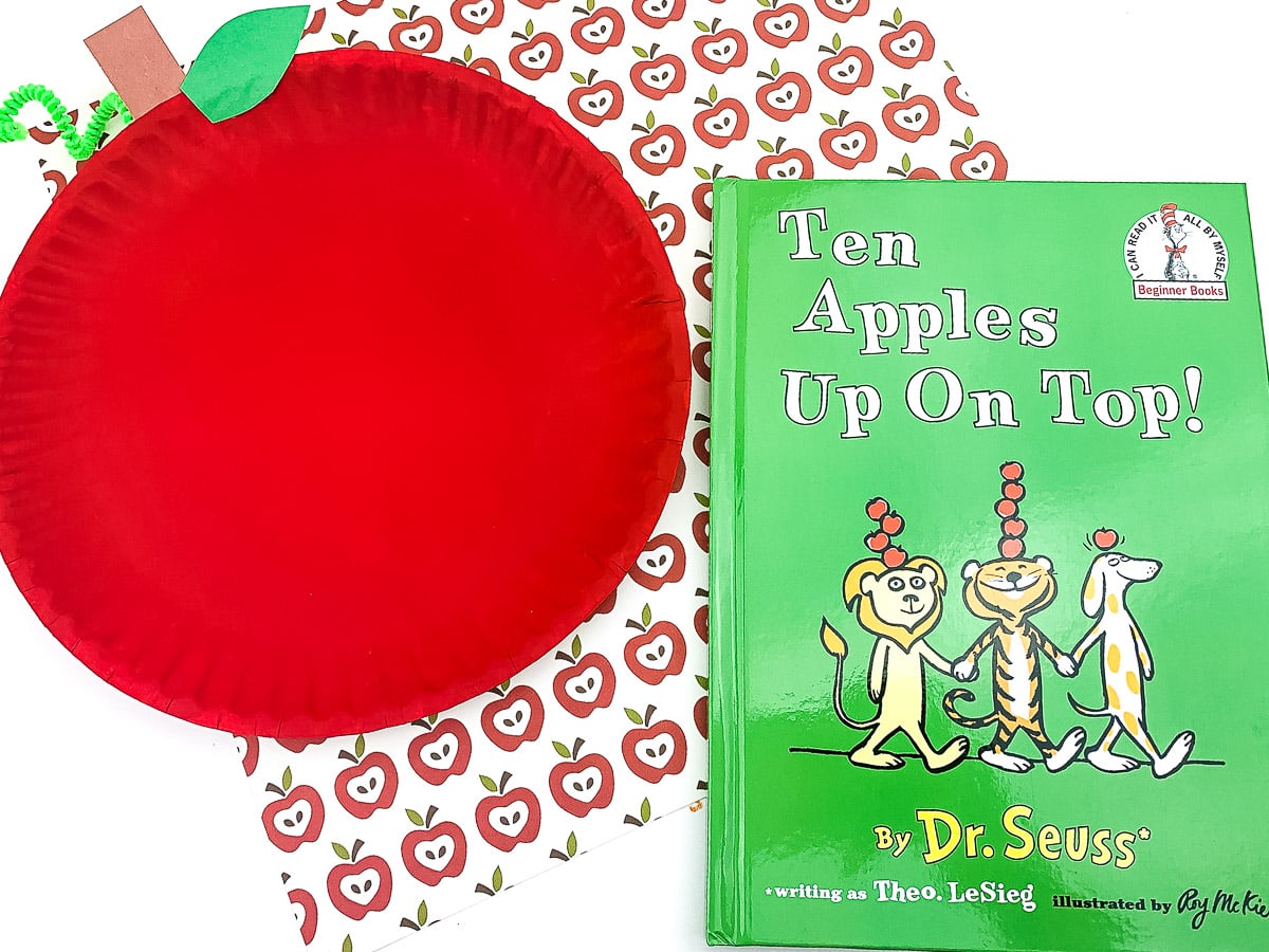 Apple Paper plate craft with Dr. Seuss apple books