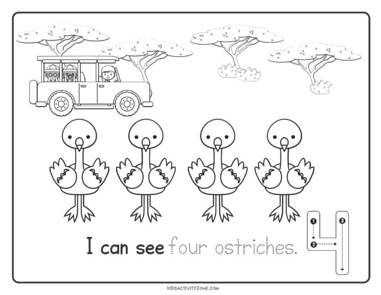 Safari Count and Trace Worksheets (Print & Go!) - Kids Activity Zone