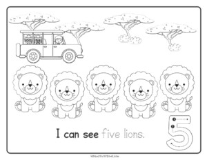 Safari Count and Trace Worksheets (Print & Go!) - Kids Activity Zone