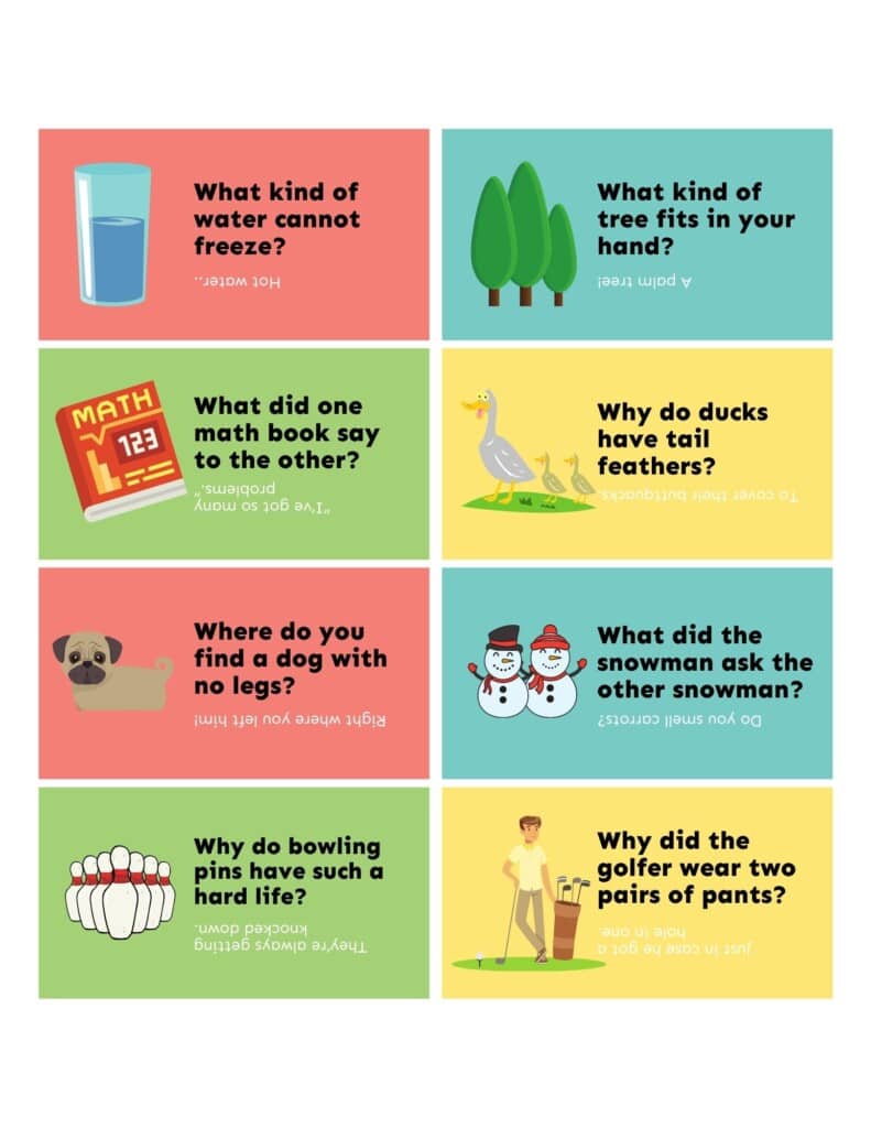 Free printable lunch box jokes collage