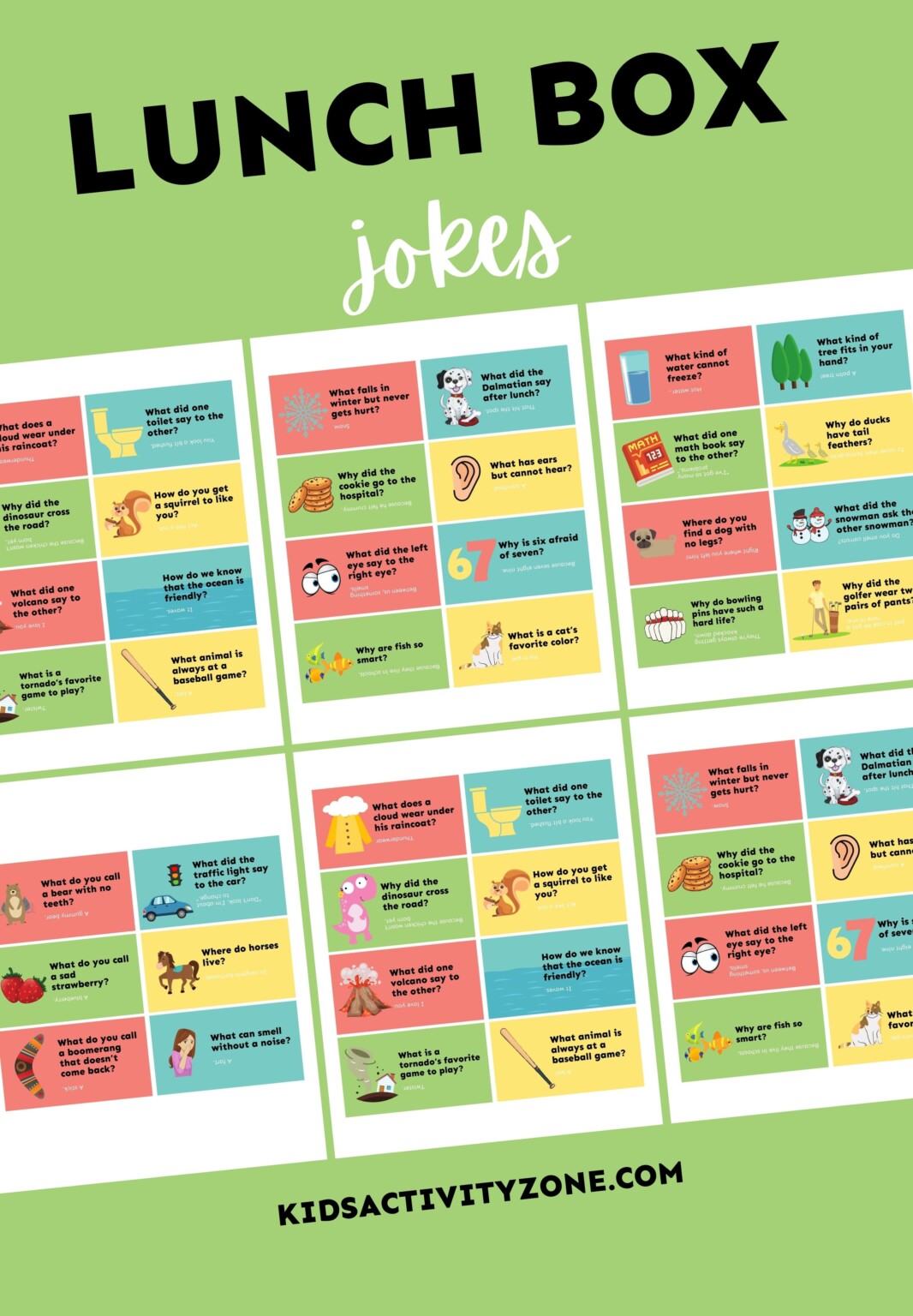 Lunch box jokes printable free kids activity zone