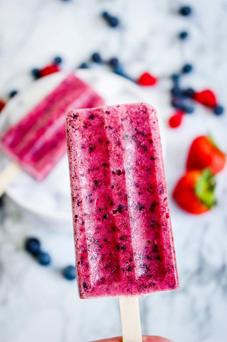 Close up of berry popsicle