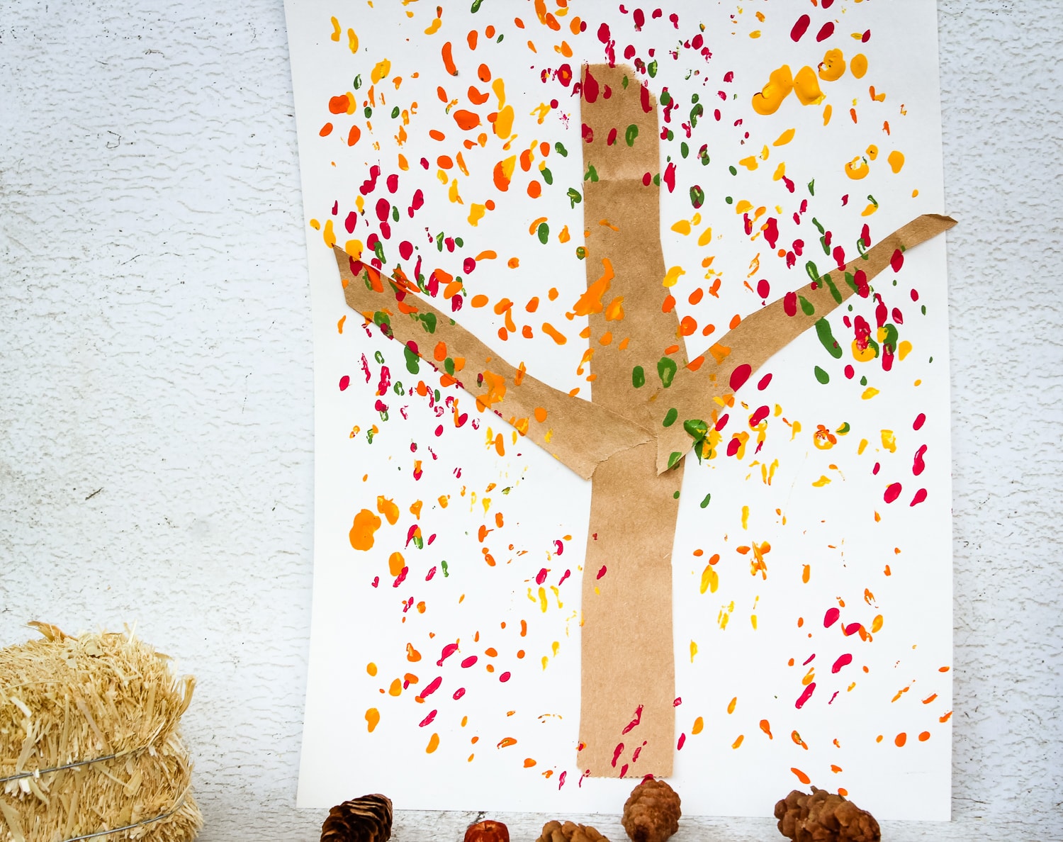 Fall Tree Craft Painting with Pine Cones