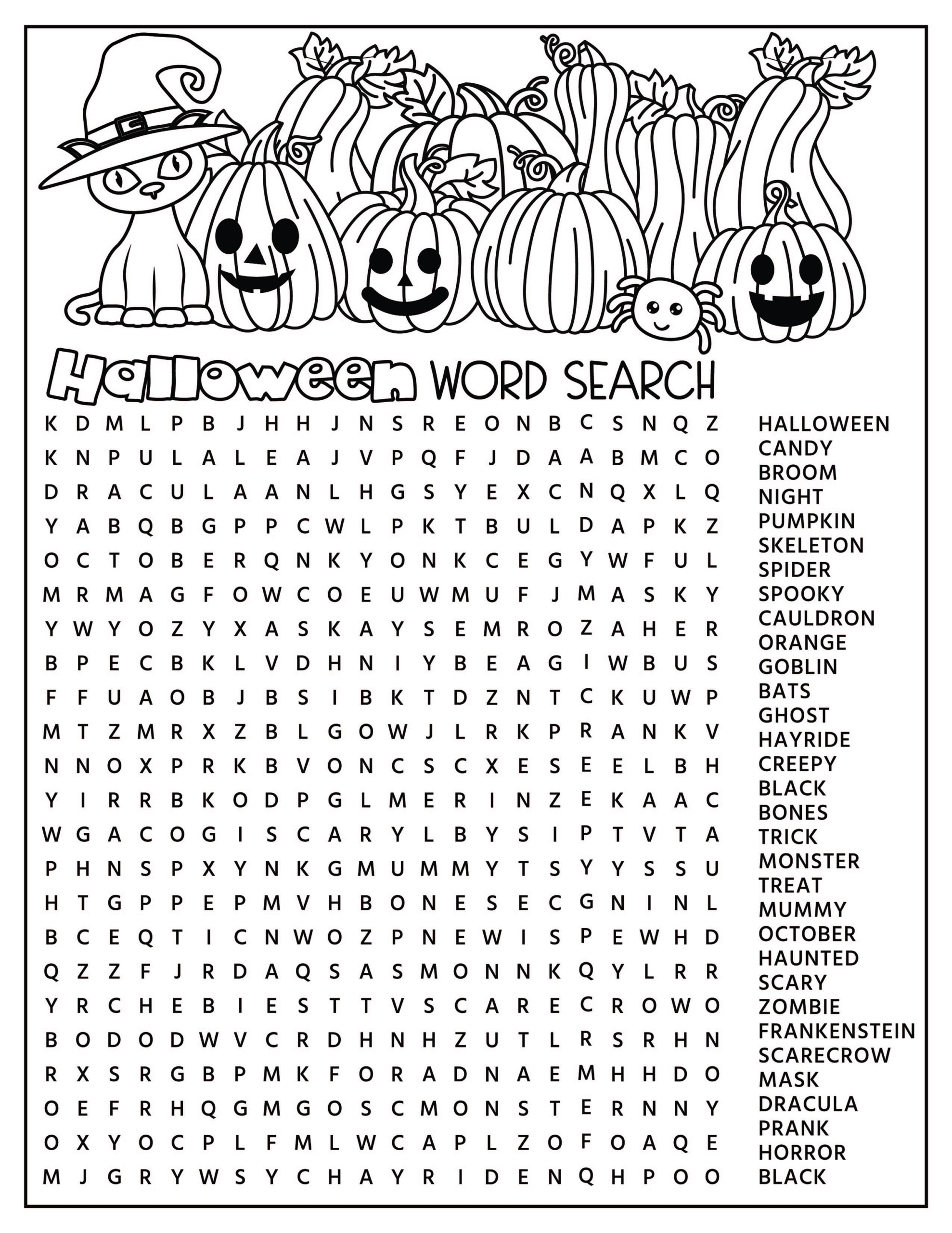 Free Halloween Word Search Printable