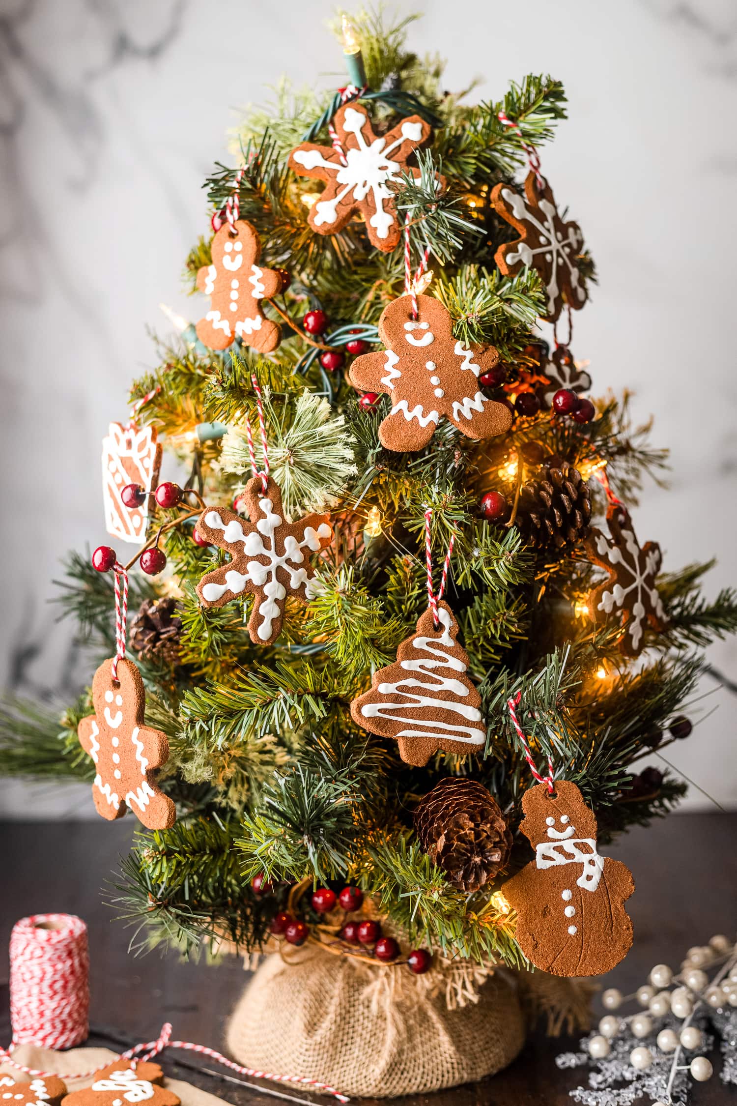 Cinnamon Ornaments on mini Christmas tree