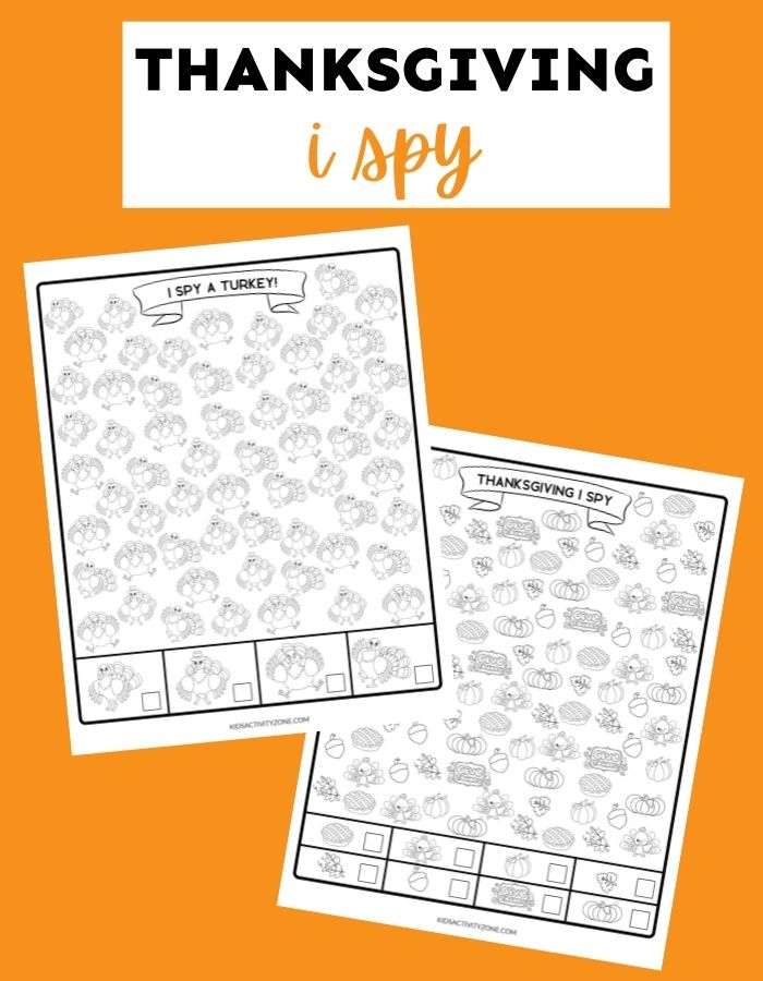 Thanksgiving I Spy Game  Free Printable Thanksgiving Activities