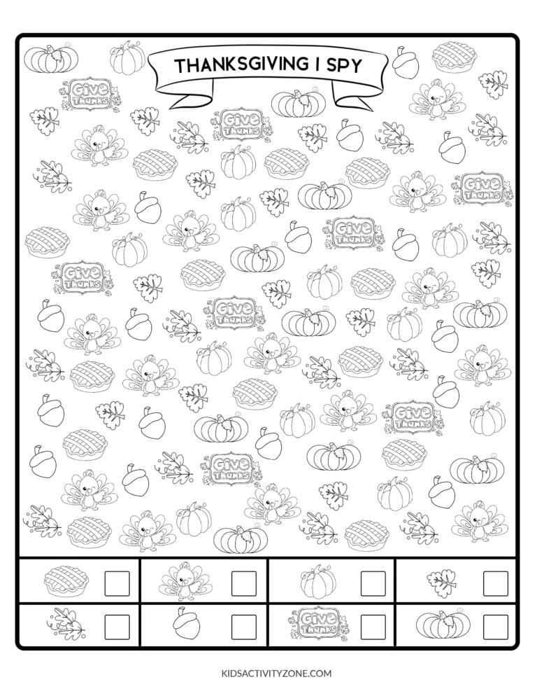 Thanksgiving I Spy - FREE Printable! - Kids Activity Zone