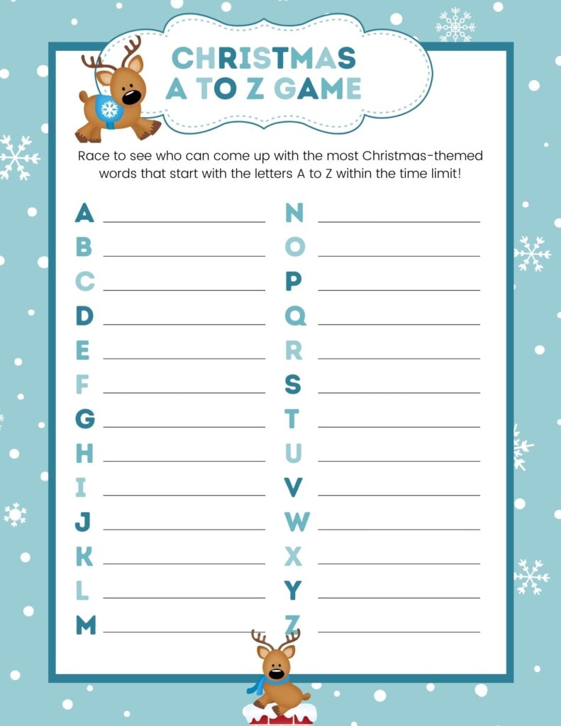 Christmas A to Z Game - Free Printable! - Kids Activity Zone