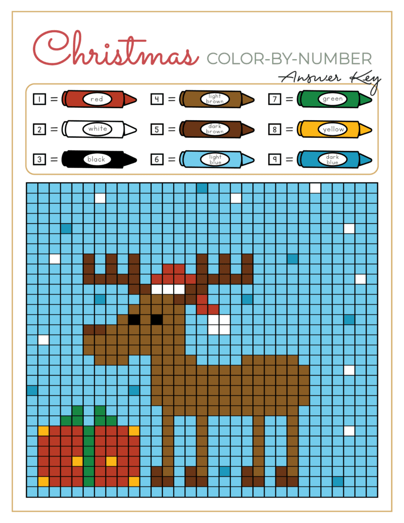 Free Printable Reindeer Color by Number Page