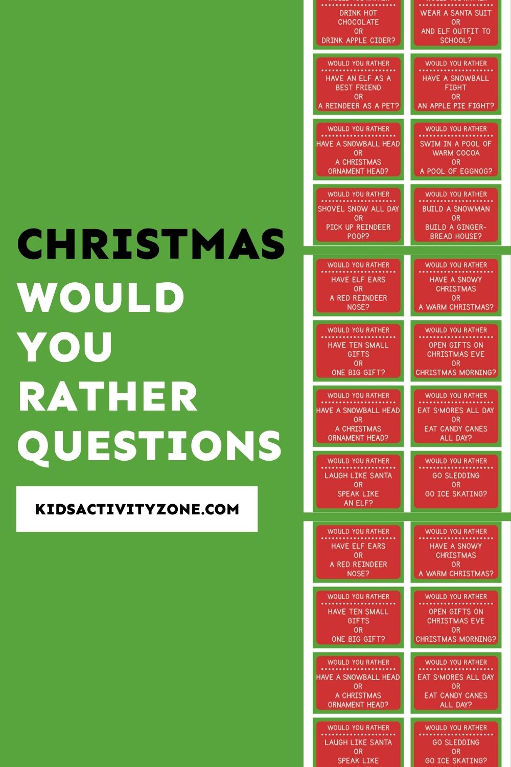 Christmas Would You Rather Free Printable - The Crafting Chicks