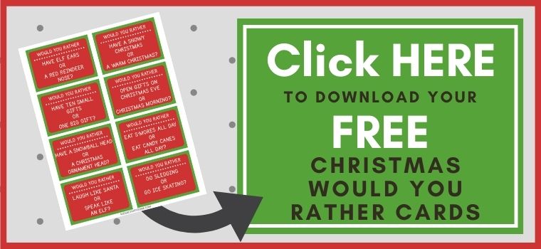 Christmas Would you rather cards Printable Button