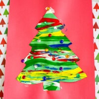 Christmas Tree Marble Painting Craft