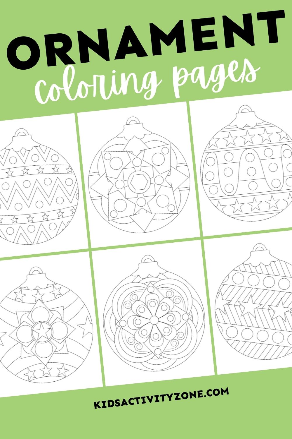 Grab your markers, colors or colored pencils and have fun coloring these six different Christmas Ornaments Color Pages! Print off these free coloring pages to keep busy with during the holidays. Perfect for kids and adults. 