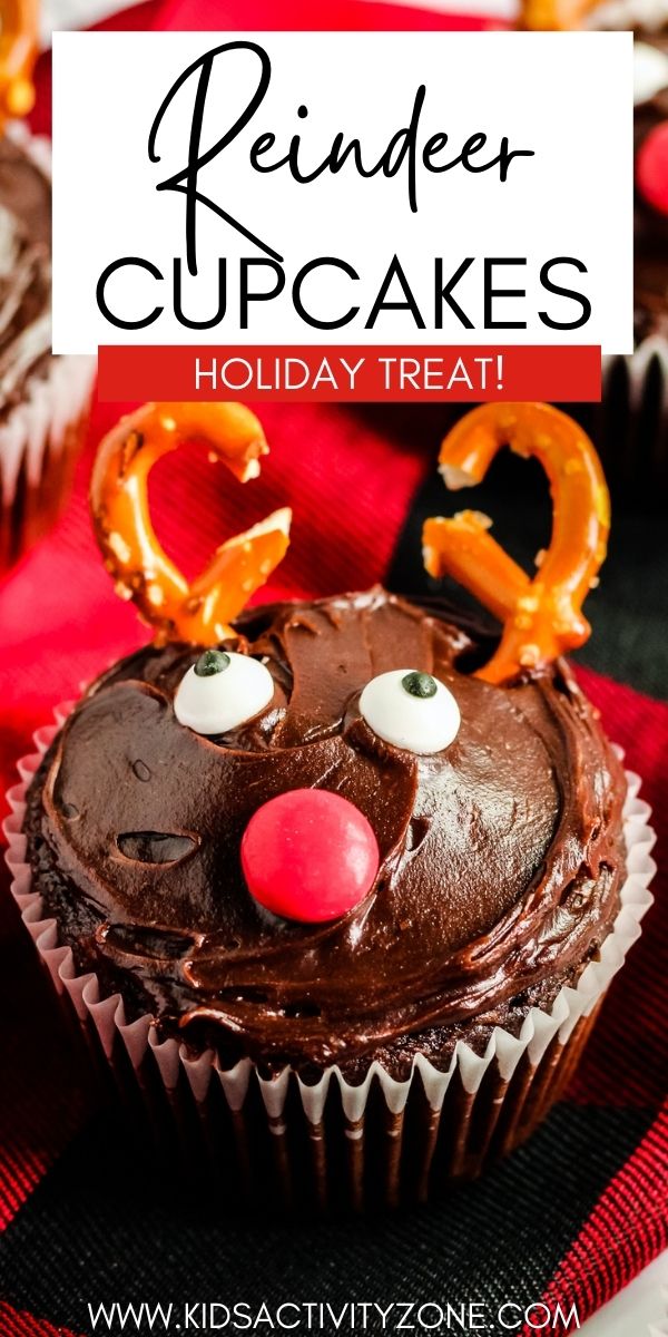 These quick and easy Reindeer Cupcakes start with cake mix and are topped with store-brought chocolate frosting, candy eyeballs, pretzels and red candies to make them look like Rudolph the Red Nose Reindeer! Such a cute and easy Christmas treat for parties or the perfect dessert for gatherings!