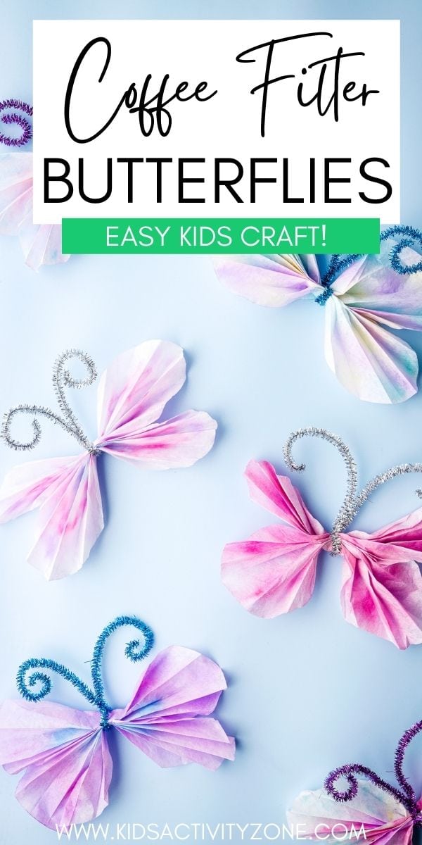 With only a few supplies you can create this adorable Coffee Filter Butterfly Craft! Your kids will have so much fun making this butterfly craft and it's so quick and easy with minimal prep and cleanup. 