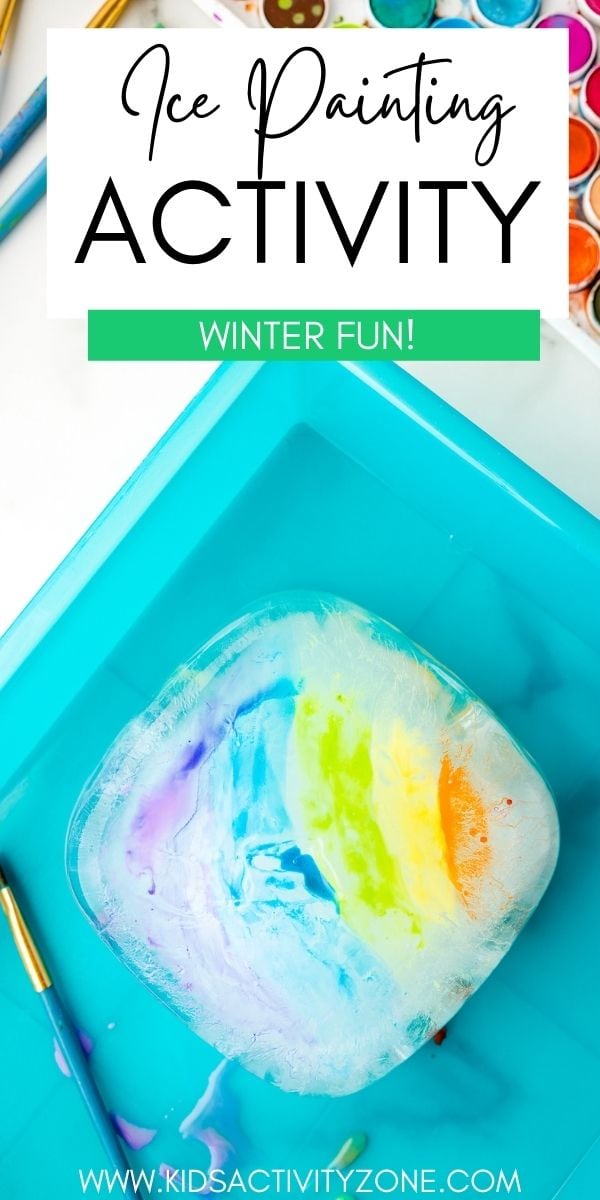 A fun mix of art, science and kids activity! This easy Ice Painting is a winter activity your children will love. Simply freeze water overnight and then have fun painting the ice and watching it turn colors as it melts.