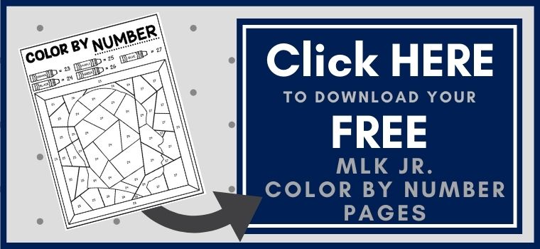 MLK Jr Color By Number Sheets Printable Button