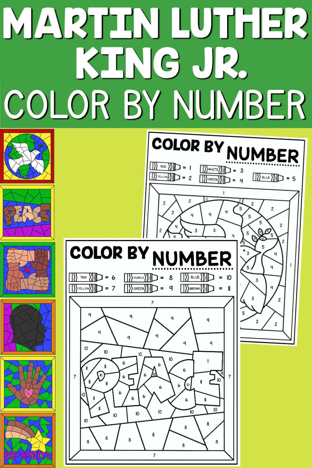 The perfect Martin Luther King, Jr. activity for kids! Grab these six free printable Color by Number Pages to follow up your lessons.