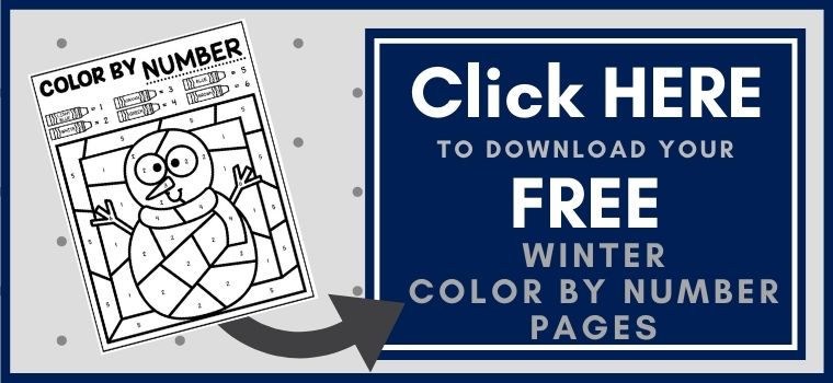 winter Color By Number Sheets Printable Button