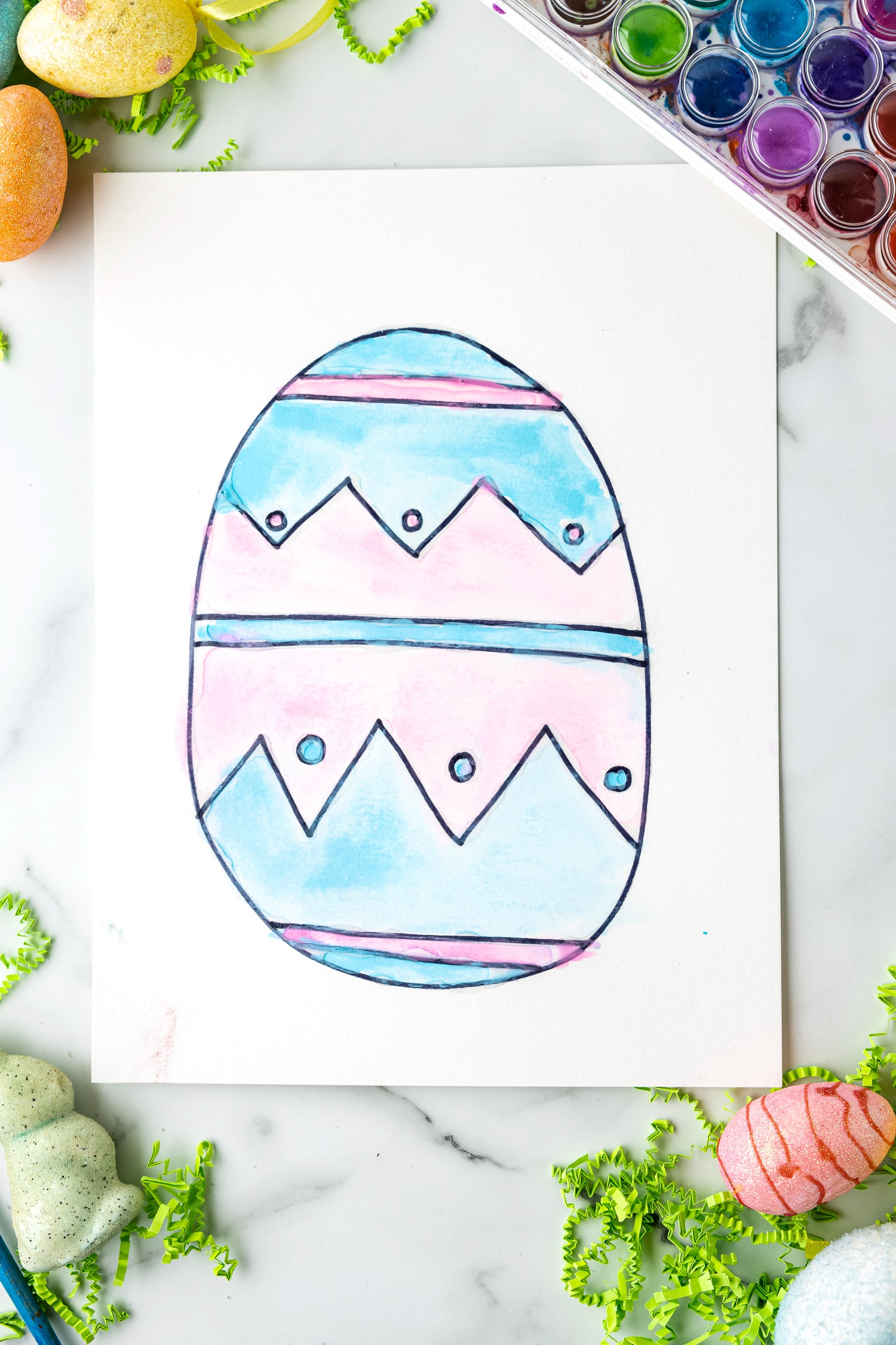 Easter Egg Painting with pastel watercolors