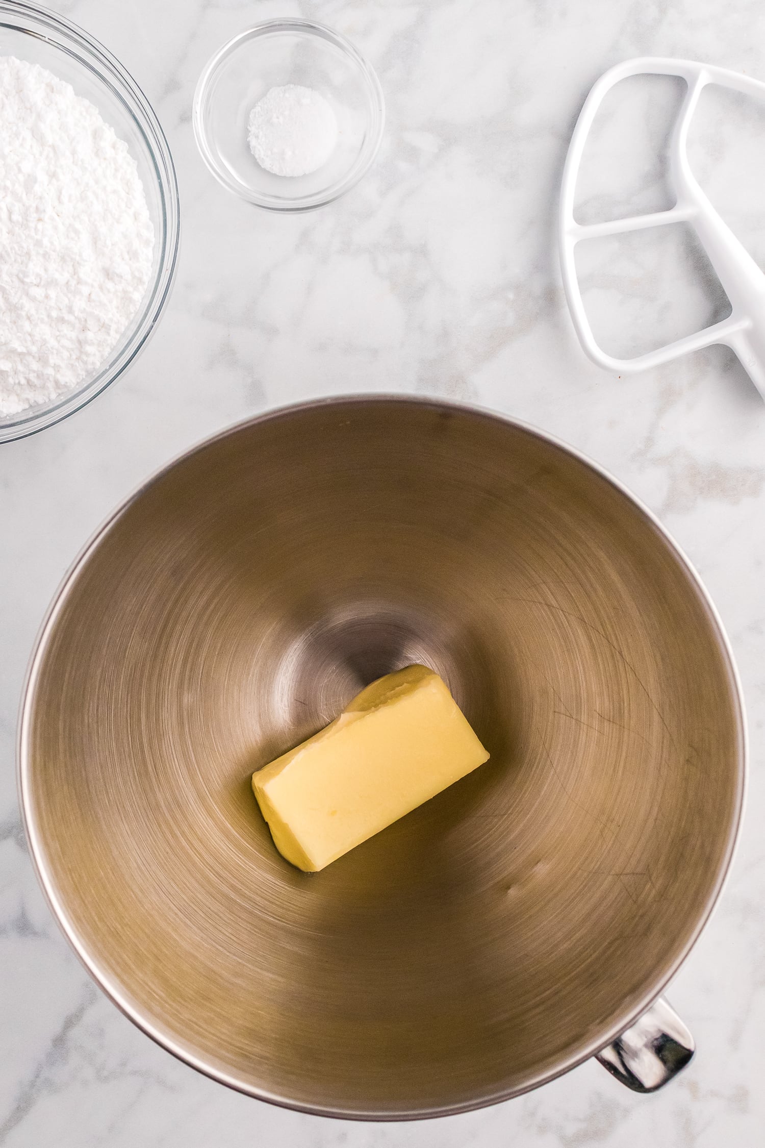 Butter in mixing bowl