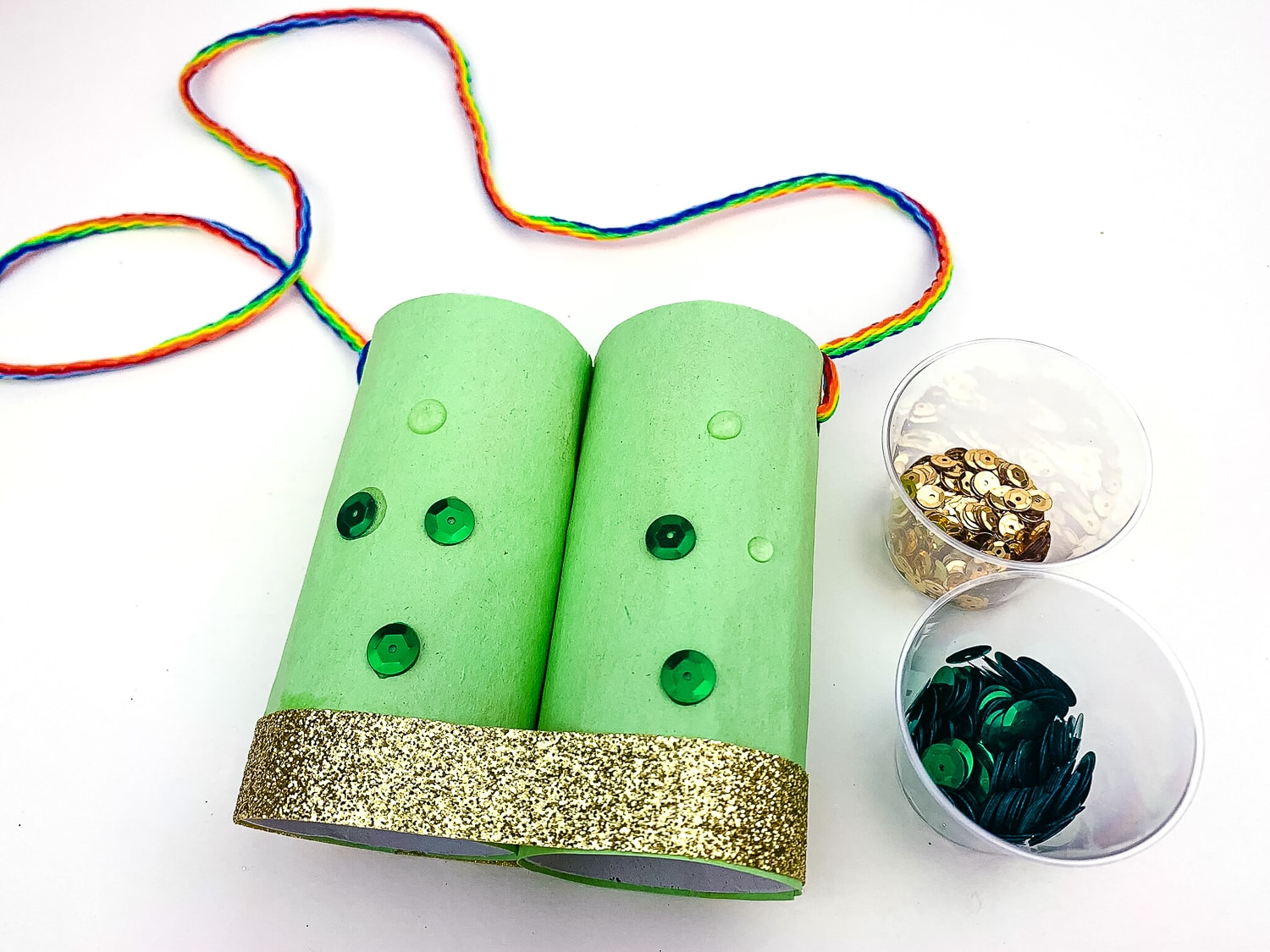 Gluing sequins to binoculars 