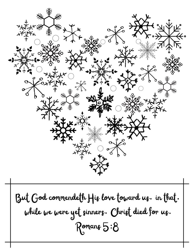 Heart Coloring Page with scripture text