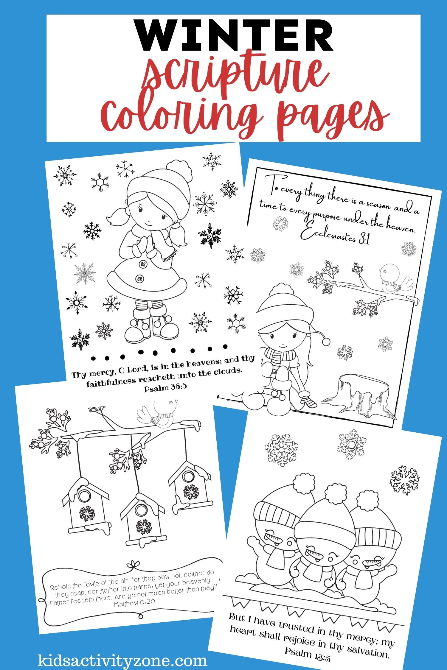 Winter Scripture Coloring Sheets Collage Image