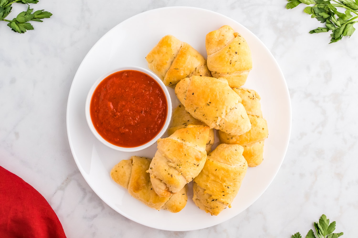 Plate of pepperoni pizza crescent rolls