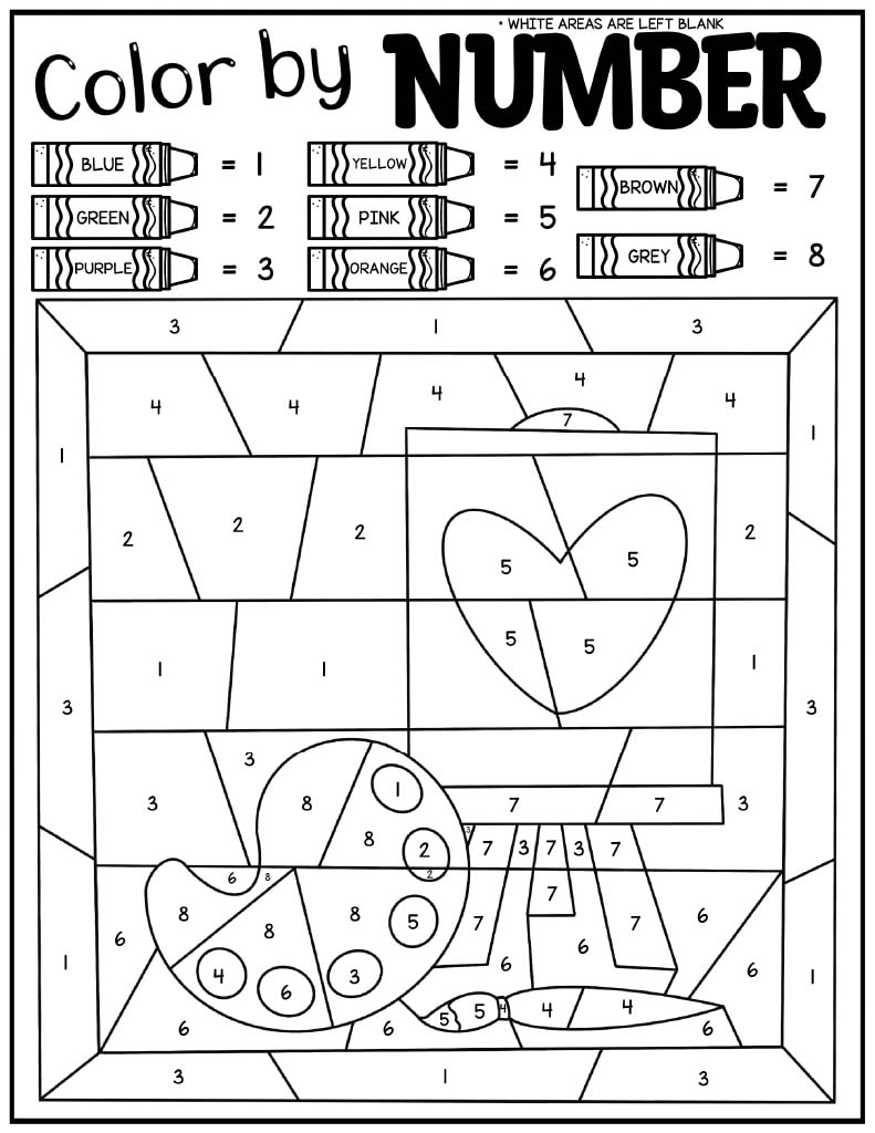 Art Easel Image in Mother's Day Color By Number Printable