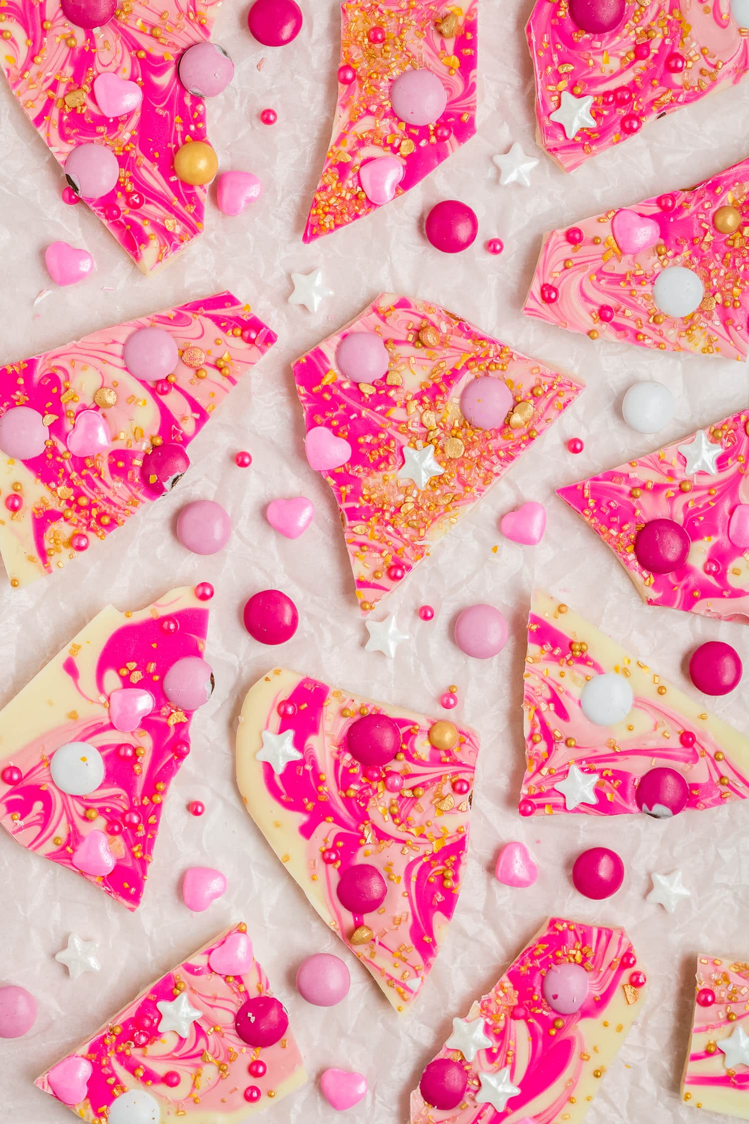 Pink Chocolate Bark Candy and Strawberry Ice Cream - Crafts a la mode