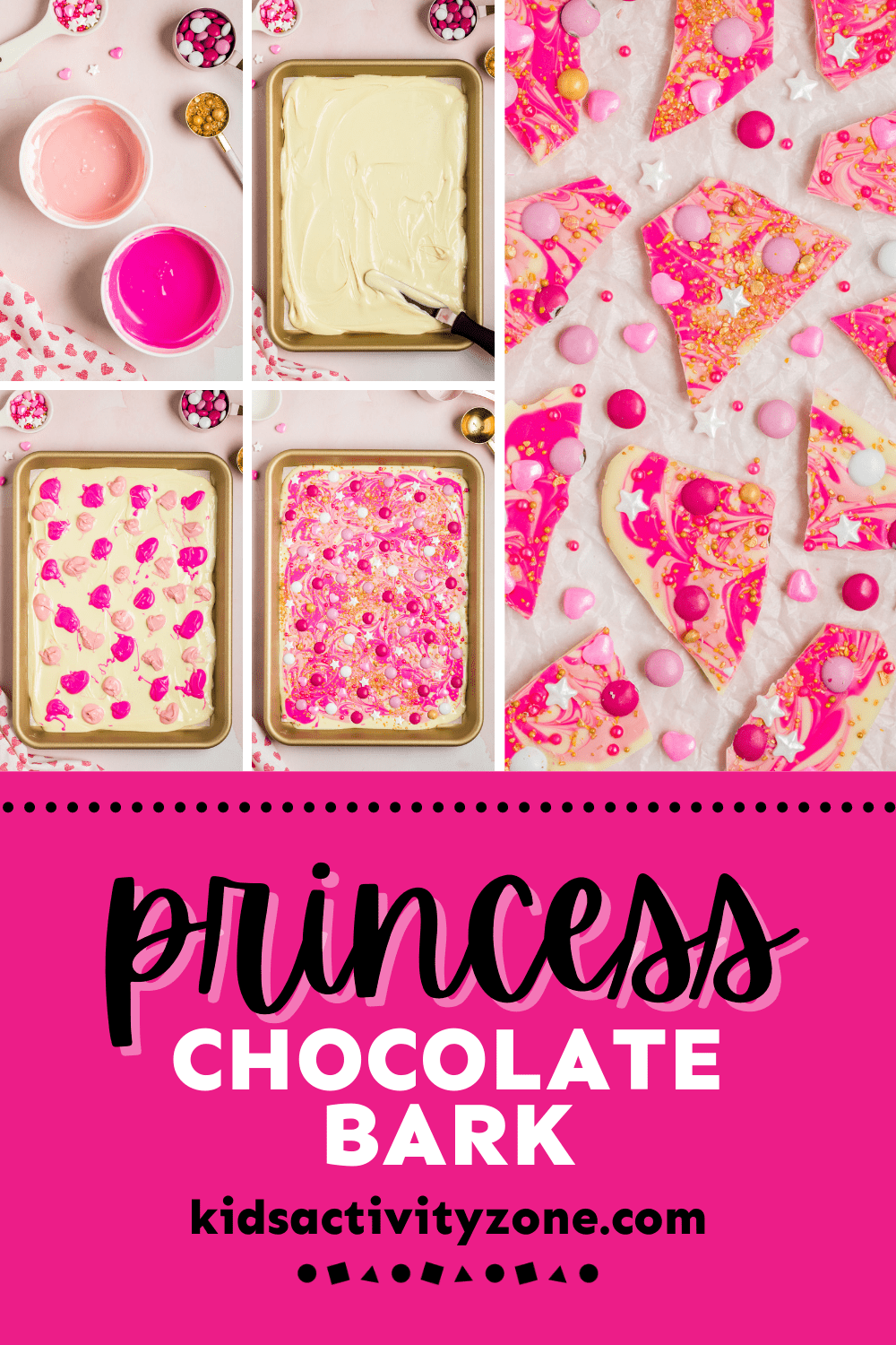 Throwing a princess themed party? Have a daughter that wants to get into the kitchen? This quick and easy Princess Chocolate Bark is the answer for either or just a fun treat to make!