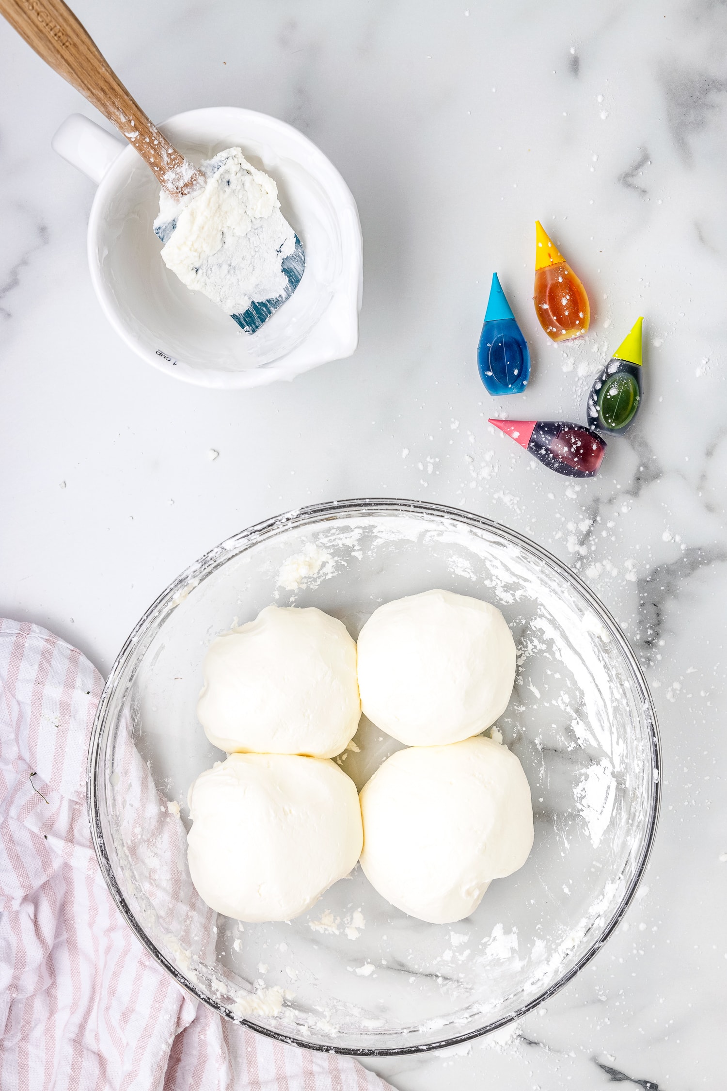 Four balls of cloud dough