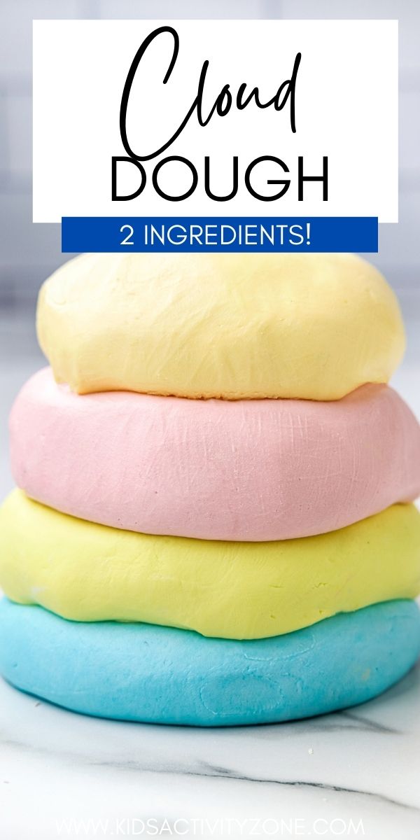 Cloud Dough is an easy 2 ingredient light and fluffy playdough made with cornstarch and conditioner. The kids will love this easy activity instead of making playdough!