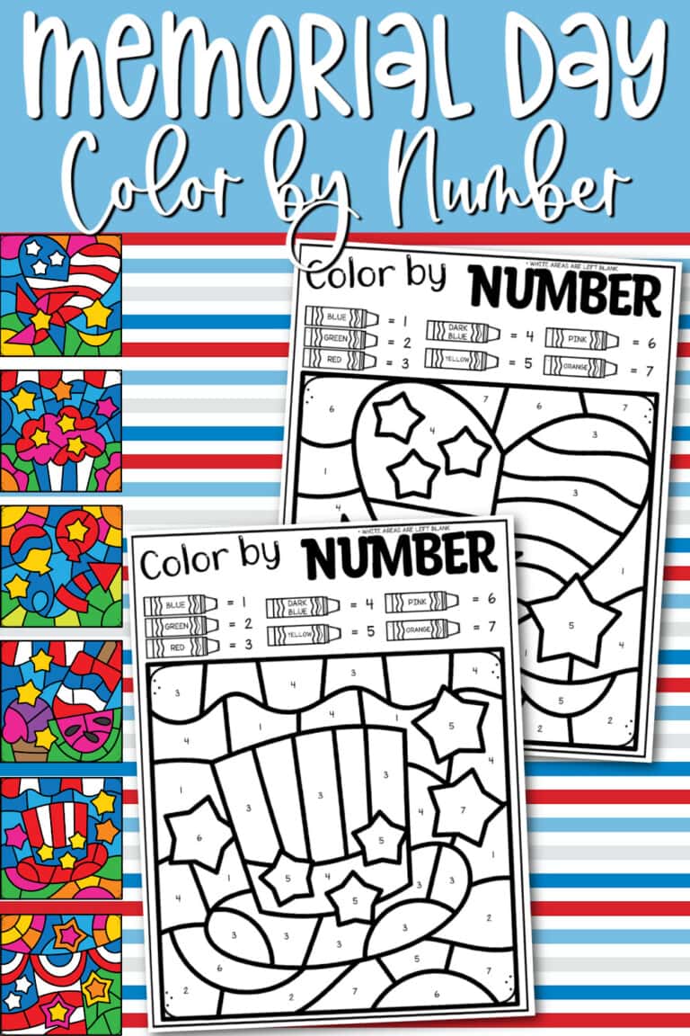 Memorial Day Color by Number main collage image