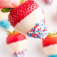 Red White Blue Strawberries Square cropped image