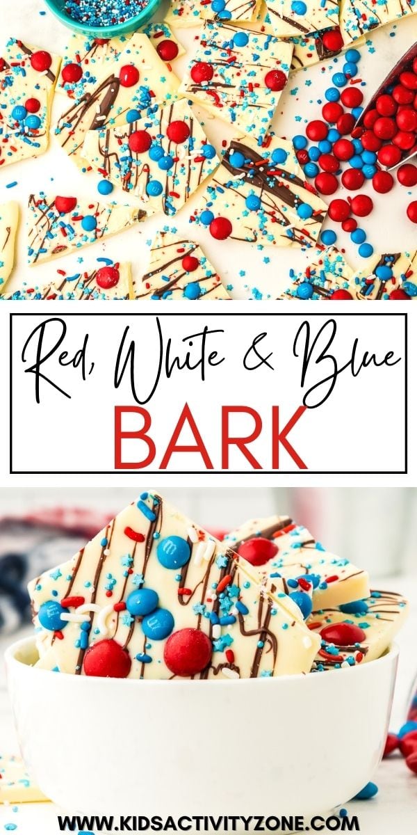 Looking for a quick and easy patriotic, red white and blue dessert for the holidays? This  easy no-bake Patriotic Bark is the perfect sweet treat that anyone can make, even the kids. Did we mention it's only four ingredients?